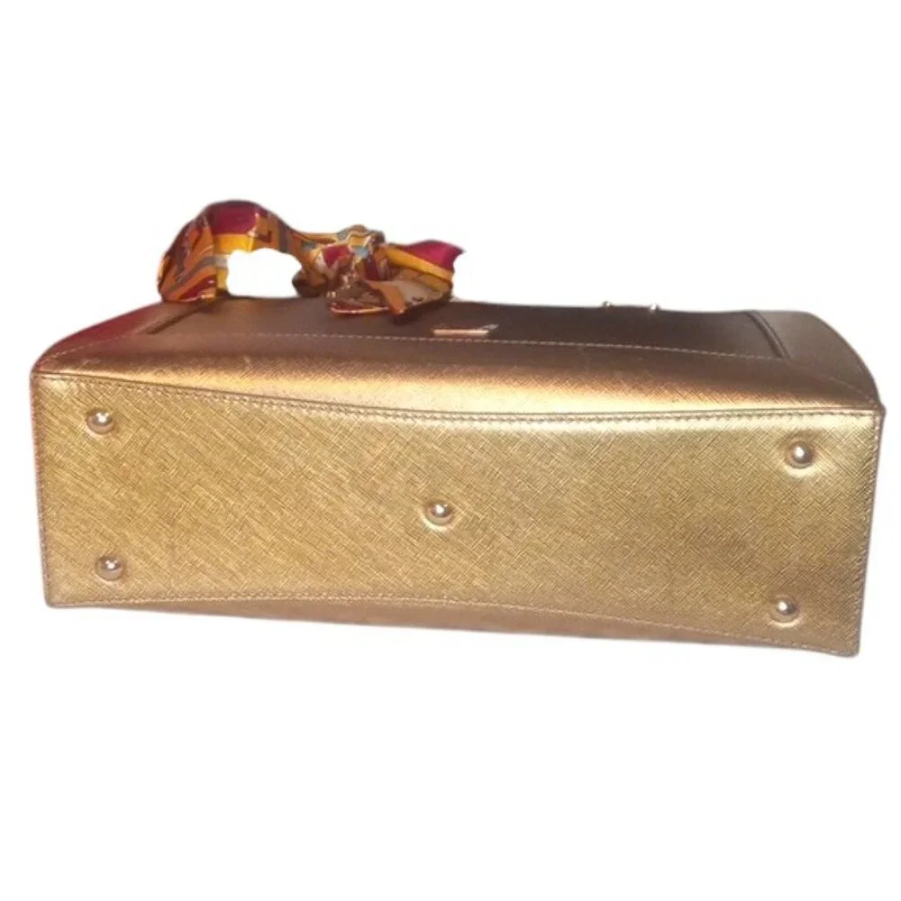 MCM Nuovo Leather Satchel with Crossbody | Gold
